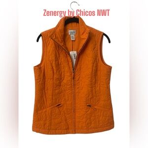 Zenergy by Chico’s Orange Quilted Puffer Kat Vest Jacket sz 0 SM NWT Fireglow